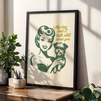 Retro Lady with Dog – Wall Art