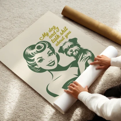 Retro Lady with Dog – Wall Art