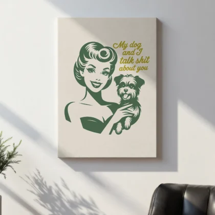 Retro Lady with Dog – Wall Art