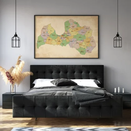 Retro Latvia Map Wall Art