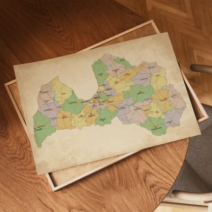 Retro Latvia Map Wall Art