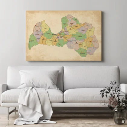 Retro Latvia Map Wall Art