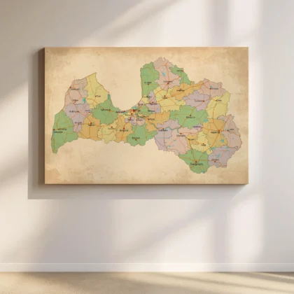 Retro Latvia Map Wall Art