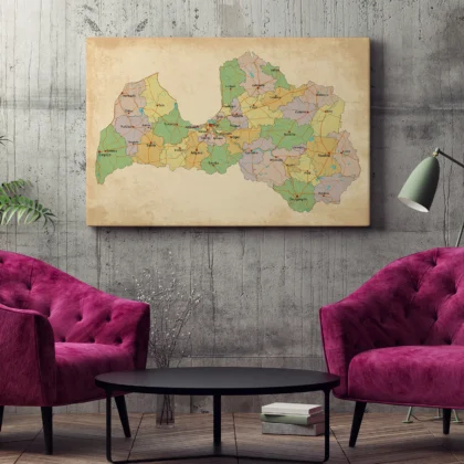 Retro Latvia Map Wall Art