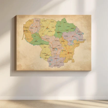 Retro Lithuania Map Wall Art