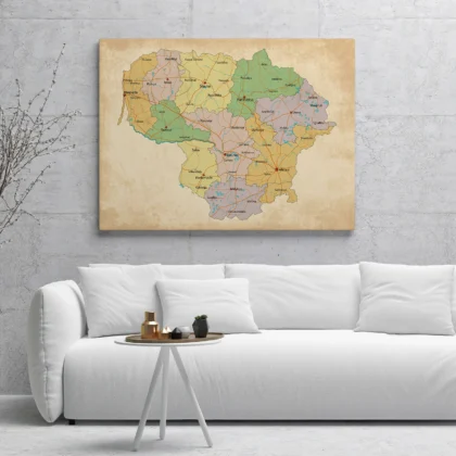 Retro Lithuania Map Wall Art