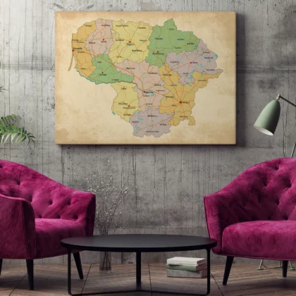 Retro Lithuania Map Wall Art