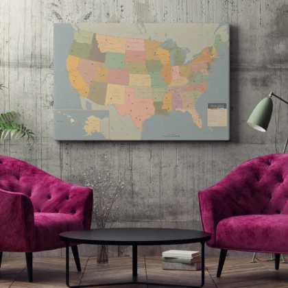 Retro USA Map Wall Art