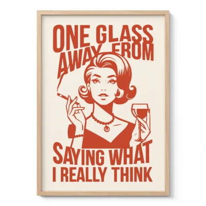Retro Woman Wall Art – One Glass Away From Truth