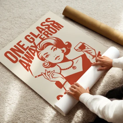 Retro Woman Wall Art – One Glass Away From Truth