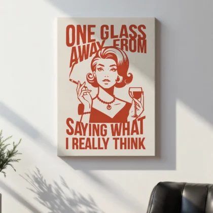 Retro Woman Wall Art – One Glass Away From Truth
