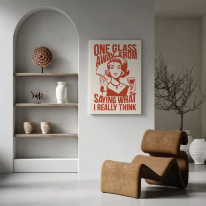 Retro Woman Wall Art – One Glass Away From Truth