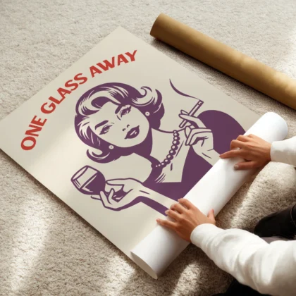 Retro Woman Wall Art – One Glass Away to Say What I Think