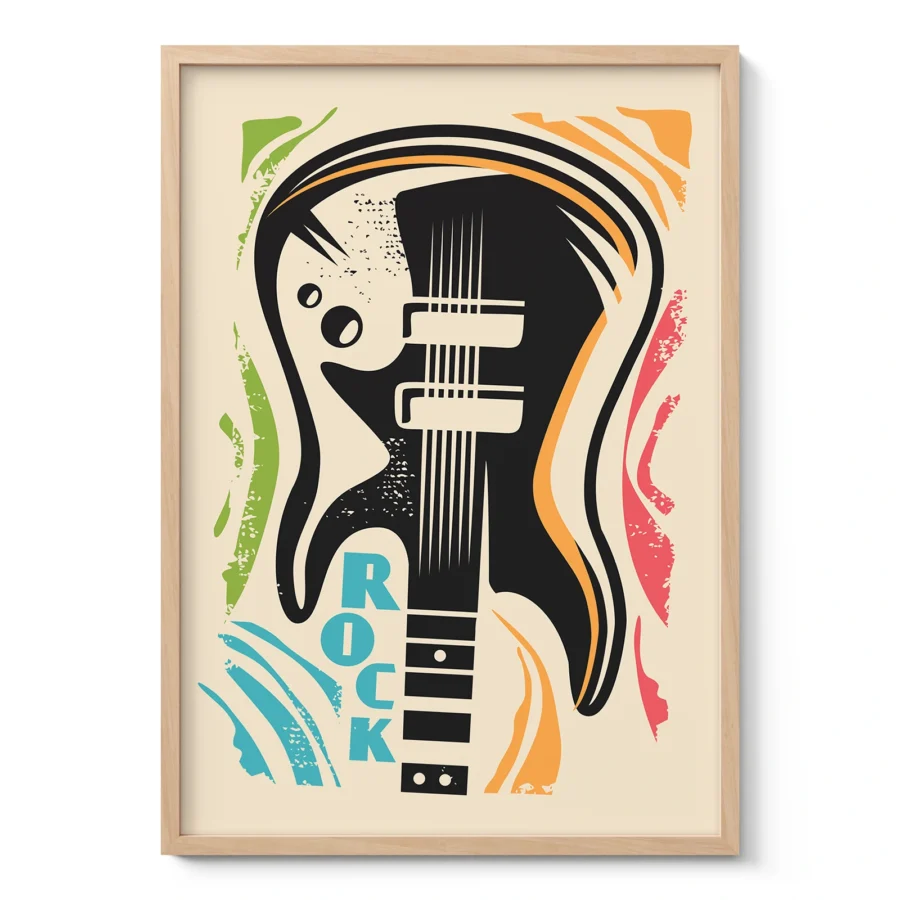 Retro Wandbild mit Gitarre