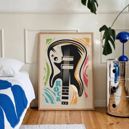 Retro Wandbild mit Gitarre