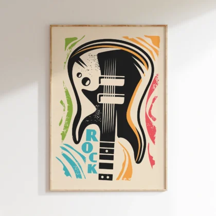 Retro Wandbild mit Gitarre
