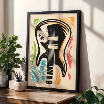 Retro Wandbild mit Gitarre