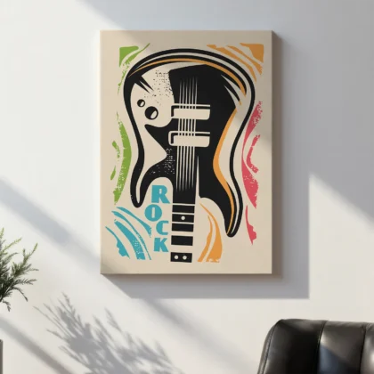 Retro Wandbild mit Gitarre
