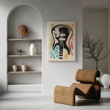 Retro Wandbild mit Gitarre