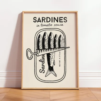 Retro Wandbild – Sardinen (Schwarz)