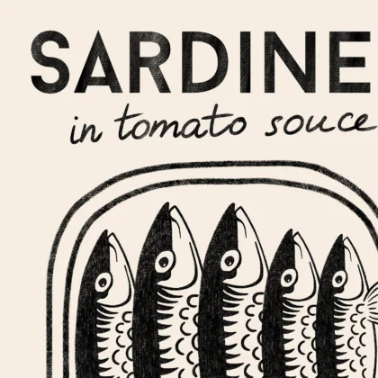 Retro Wandbild – Sardinen (Schwarz)