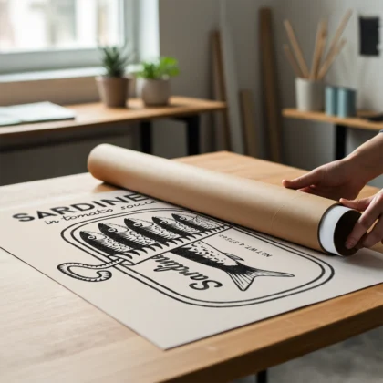 Retro Wandbild – Sardinen (Schwarz)