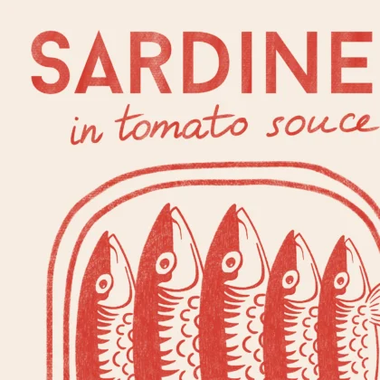 Retro Wandbild – Sardinen (Rot)