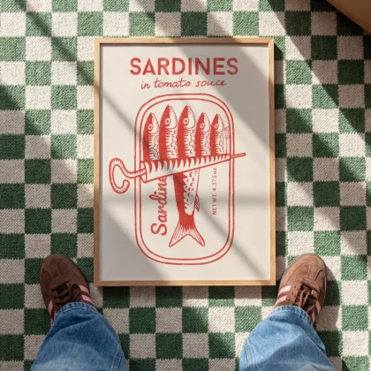 Retro Wandbild – Sardinen (Rot)