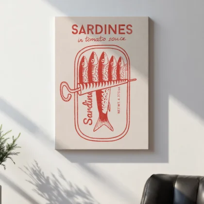 Retro Wandbild – Sardinen (Rot)