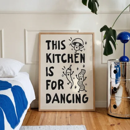This Kitchen Is for Dancing Print – Black Wall Art