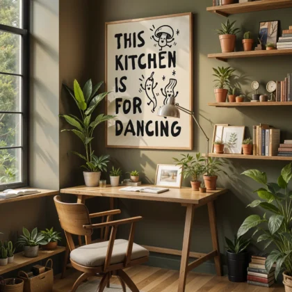 This Kitchen Is for Dancing Print – Black Wall Art
