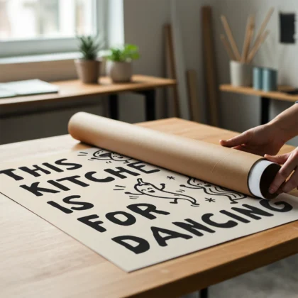 This Kitchen Is for Dancing Print – Black Wall Art