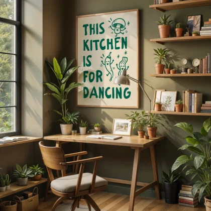 This Kitchen Is for Dancing Print – Green Wall Art