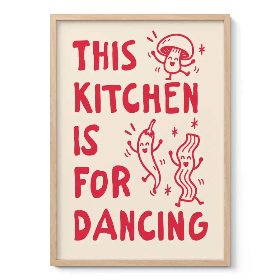 This Kitchen Is for Dancing Print – Red Wall Art