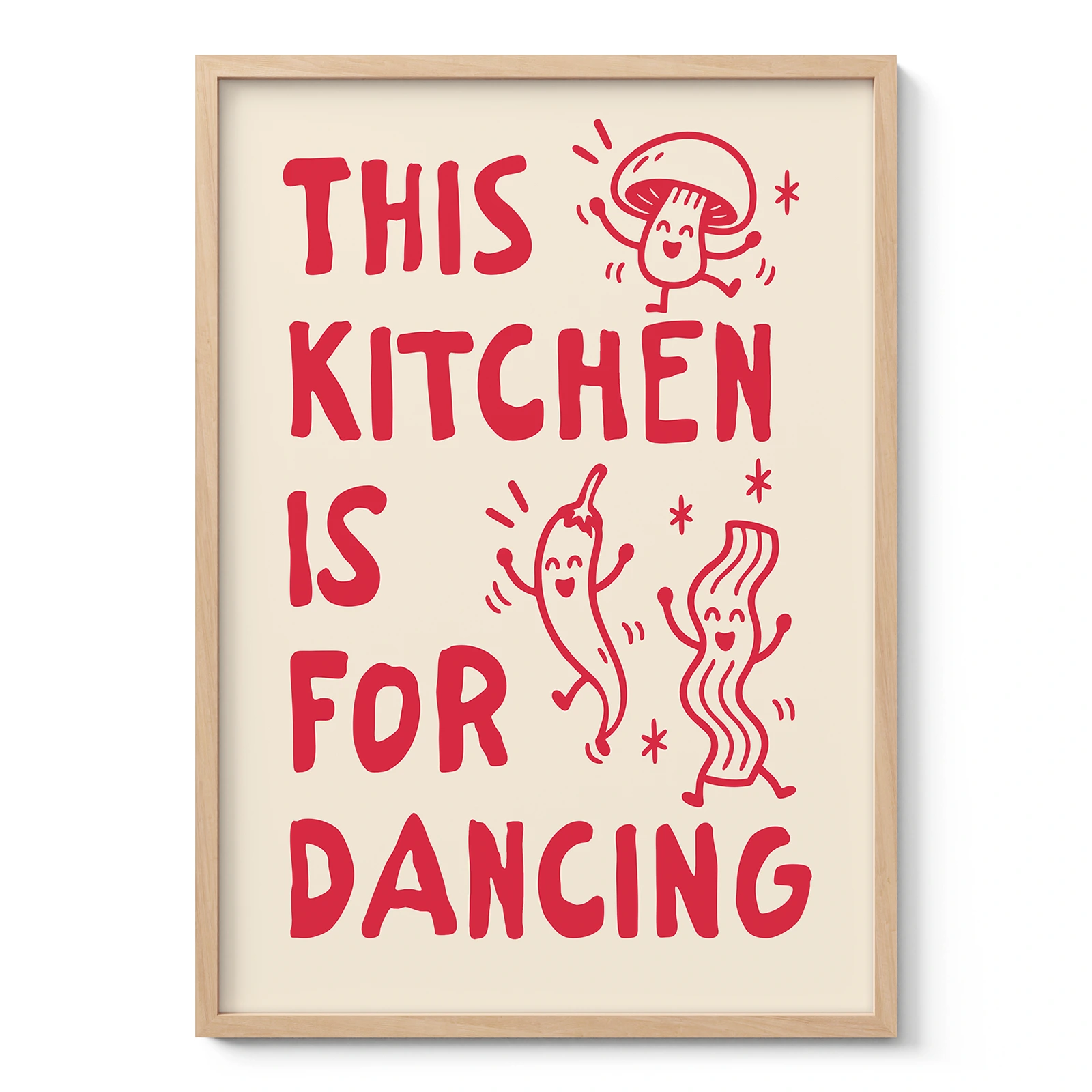 This Kitchen Is for Dancing Print – Red Wall Art