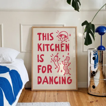This Kitchen Is for Dancing Print – Red Wall Art