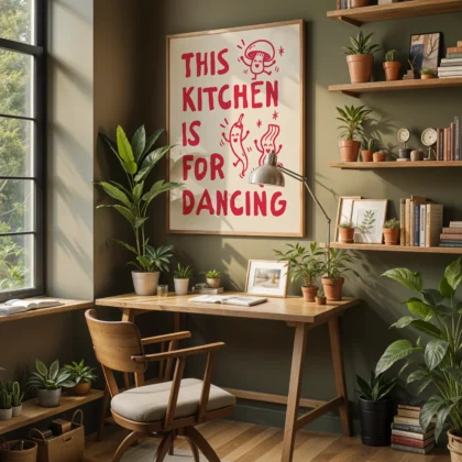 This Kitchen Is for Dancing Print – Red Wall Art