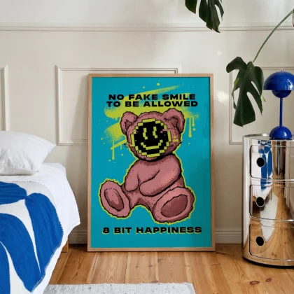 Teddy Bear Wall Art – 8 Bit Happiness