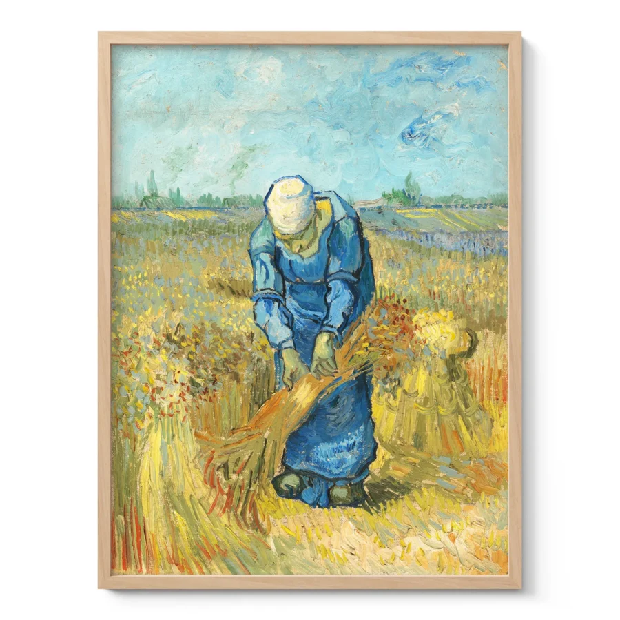 Vincent van Gogh paveikslas – Moteris rišanti javų pėdus