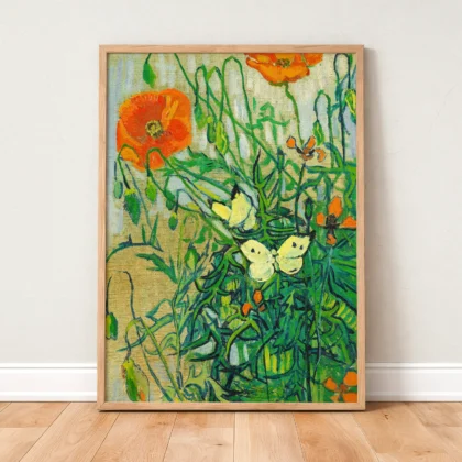 Vincent van Gogh paveikslas – Drugeliai ir aguonos