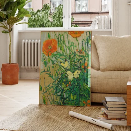 Vincent van Gogh paveikslas – Drugeliai ir aguonos