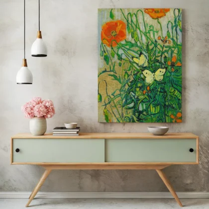 Vincent van Gogh paveikslas – Drugeliai ir aguonos