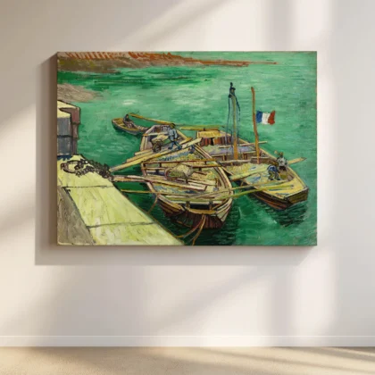 Vincent van Gogh paveikslas – Vyrai iškrauna smėlį iš baržų