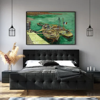 Vincent van Gogh paveikslas – Vyrai iškrauna smėlį iš baržų