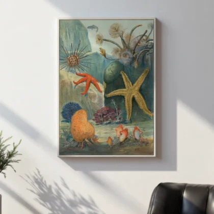 Vintage Marine Life Wall Art – Starfish & Sea Urchins Ocean Poster
