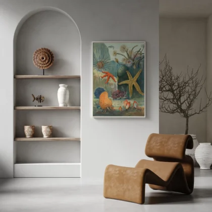 Vintage Marine Life Wall Art – Starfish & Sea Urchins Ocean Poster