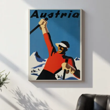 Vintage Austria Ski Travel Poster by Joseph Binder