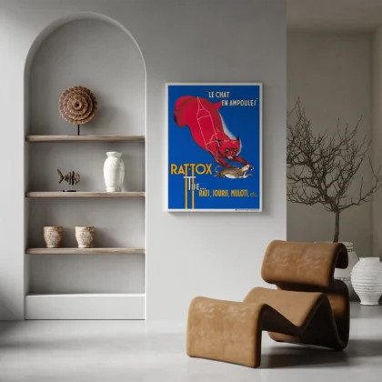 Vintage Cat Poster – French Advertising Wall Art