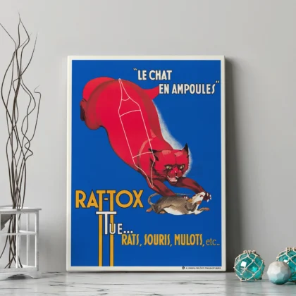 Vintage Cat Poster – French Advertising Wall Art