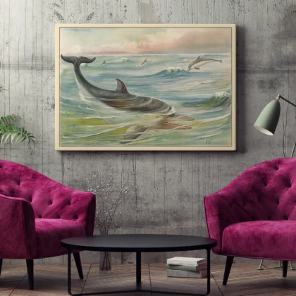 Vintage Dolphin Poster – Ocean Wall Art